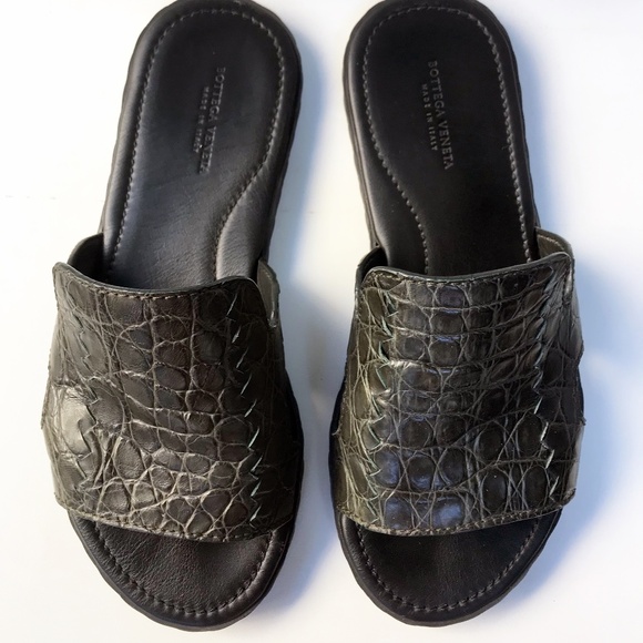 BOTTEGA VENETA SUNDAY FLAT SLIPPER GREENISH CROCODILE LEATHER OPEN TOE MEN\'S 42 main image 11